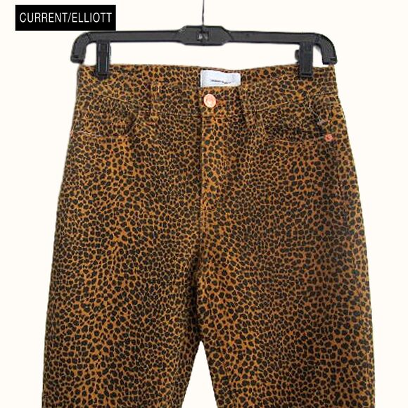 CURRENT/ELLIOTT NEW Glam Rock HIGH WAIST STILETTO Spotted Leopard Crop Jean 26/2 - Picture 2 of 12